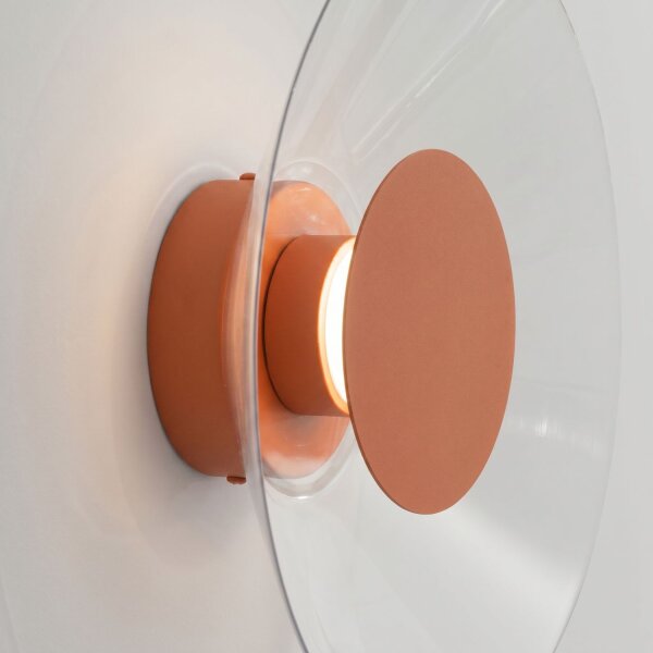 LED Wandleuchte Ockerrot Stahl Plexiglas 4000K Ø28 cm