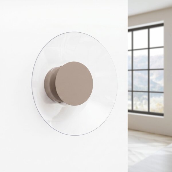 LED Wandleuchte Taupe Transparent Stahl 3000K B:28 cm
