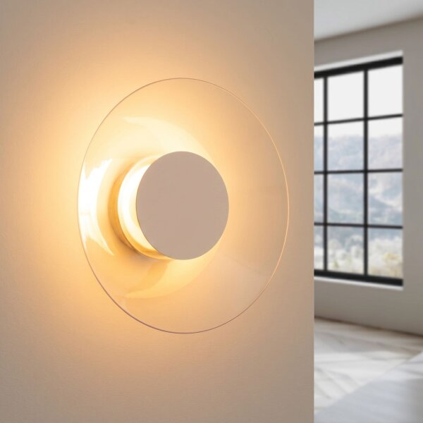 LED Wandleuchte Taupe Transparent Stahl 3000K B:28 cm