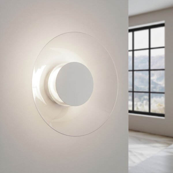 LED Wandleuchte Weiß Plexiglas Stahl 4000K rund B:28 cm