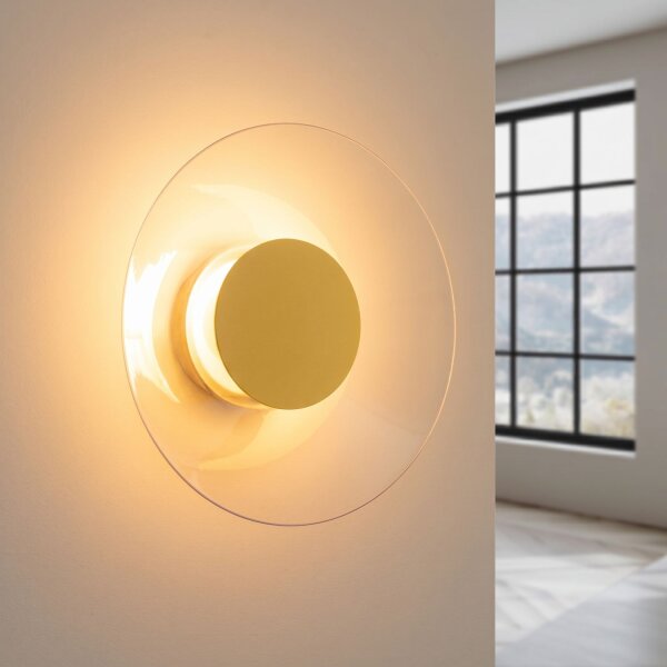 LED Wandleuchte Gelb Plexiglas Stahl 3000K rund B:28 cm