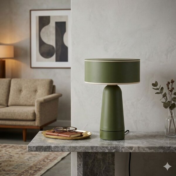 Tischlampe schwenkbar Olivgrün G9 H:28 cm Ø20 cm Modern