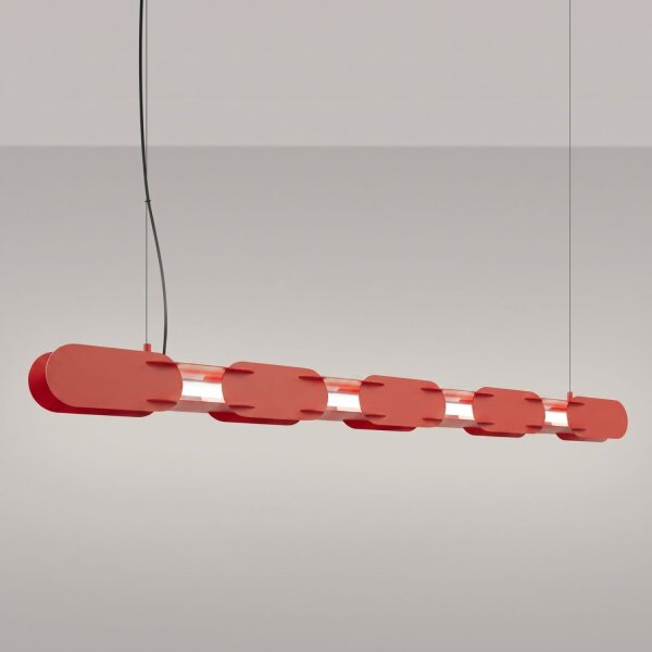 LED Pendelleuchte dimmbar Push-DIM Rot 4000K L:158 cm