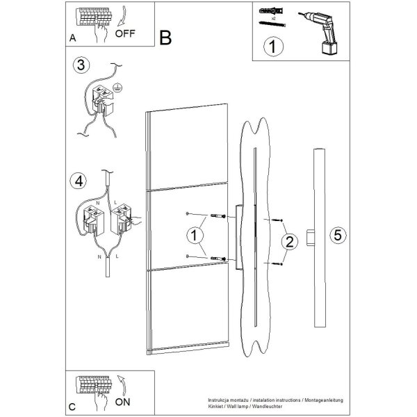 Wandlampe Ultramarin Modern S14d H:66 cm dekorativ