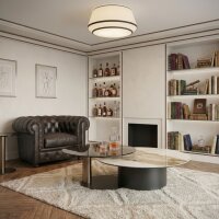 Deckenlampe Weiß Schwarz Pergament E27 3-flammig...