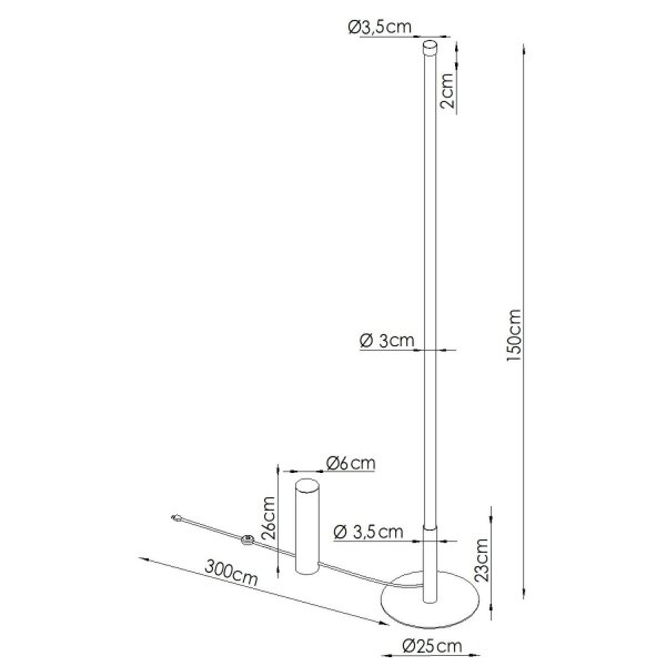 LED Stehlampe dimmbar Schwarz 4000K H:150 cm Ø3,5 cm