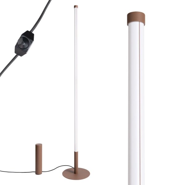 LED Stehlampe dimmbar Braun 3000K H:150 cm Ø3,5 cm
