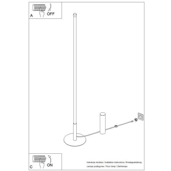 LED Stehleuchte dimmbar Olivgrün 4000K H:150 cm Ø3,5 cm