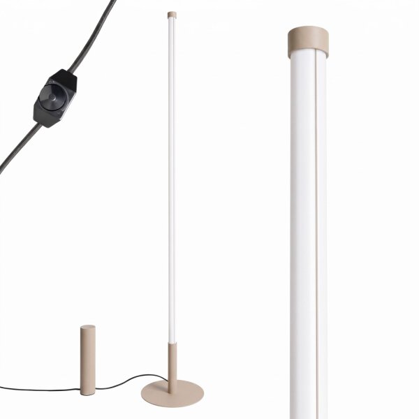 LED Stehlampe dimmbar Taupe 3000K Ø3,5 cm rund H:150 cm