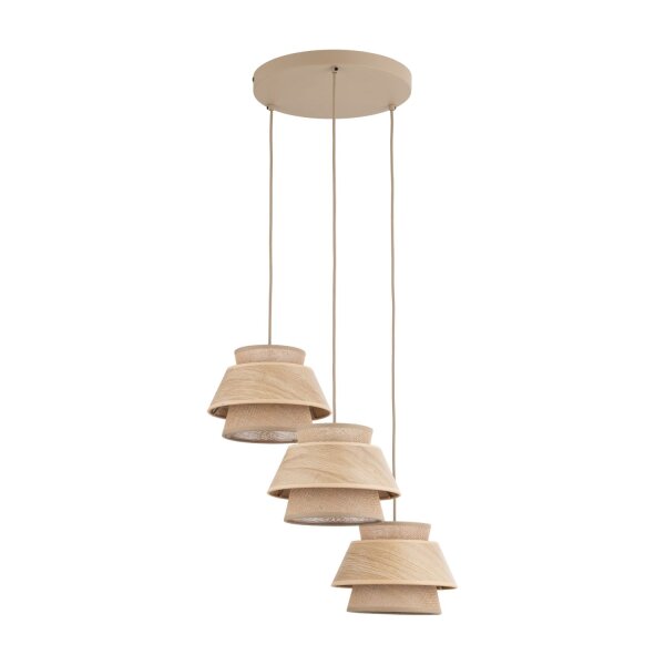 Hängelampe blendarm Beige Natur E27 B:47 cm 3-flammig