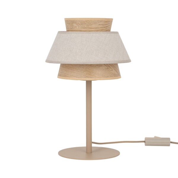 Tischleuchte Beige Natur Grau 38 cm E27 Ø24 cm Modern