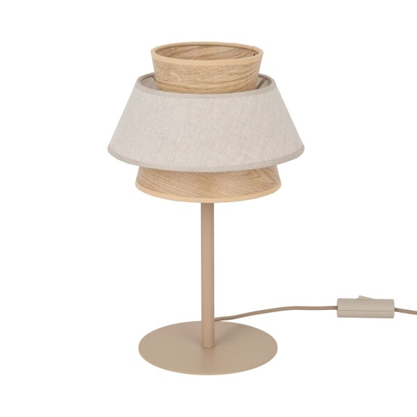Tischleuchte Beige Natur Grau 38 cm E27 Ø24 cm Modern