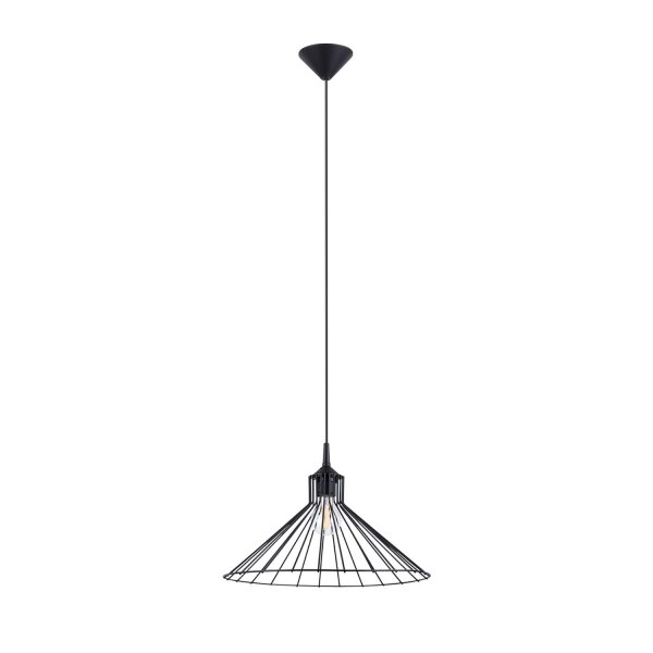 Hängelampe Industrie Schwarz Stahl E27 Ø40 cm Draht