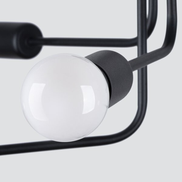 Deckenlampe Retro Schwarz Stahl E27 L:68 cm 6-flammig