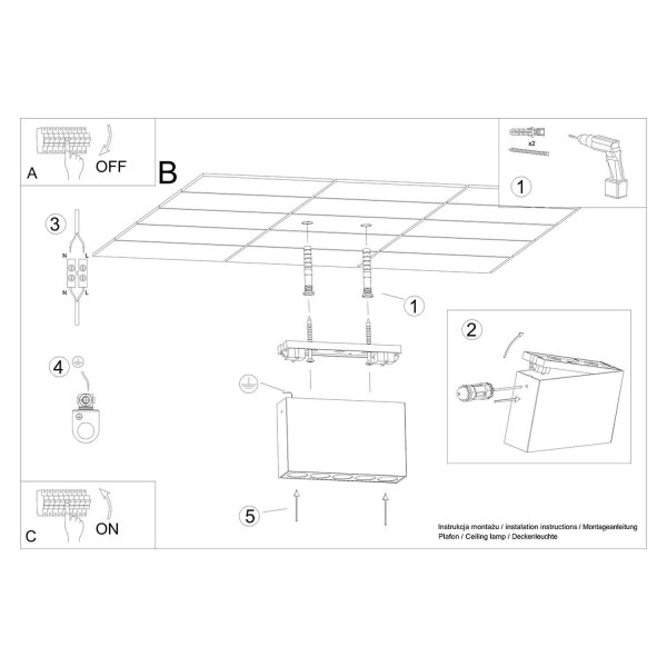 LED Deckenleuchte Schwarz L:13,7 cm 4000 K 1168 lm