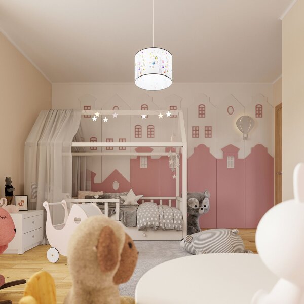 Hängelampe Kinder Eulen Jungen Mädchen E27 Ø40 cm rund