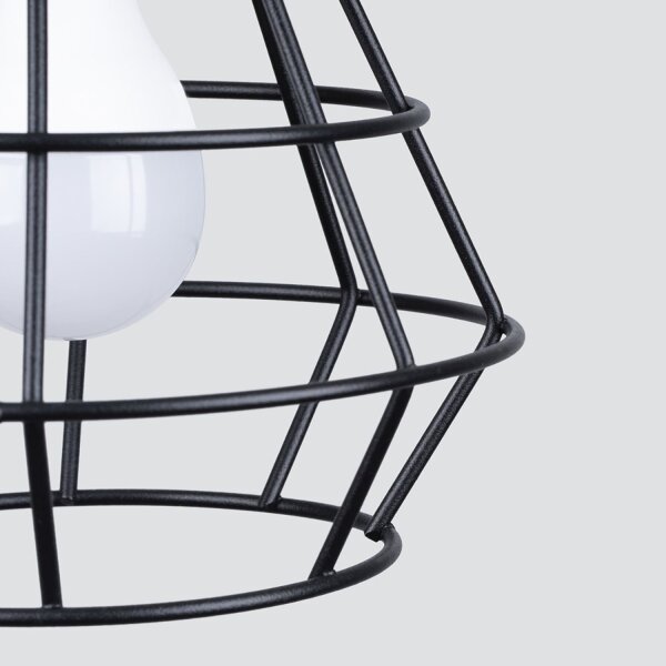 Wandlampe mit Schalter Schwarz Kabel E14 H:23 cm Draht