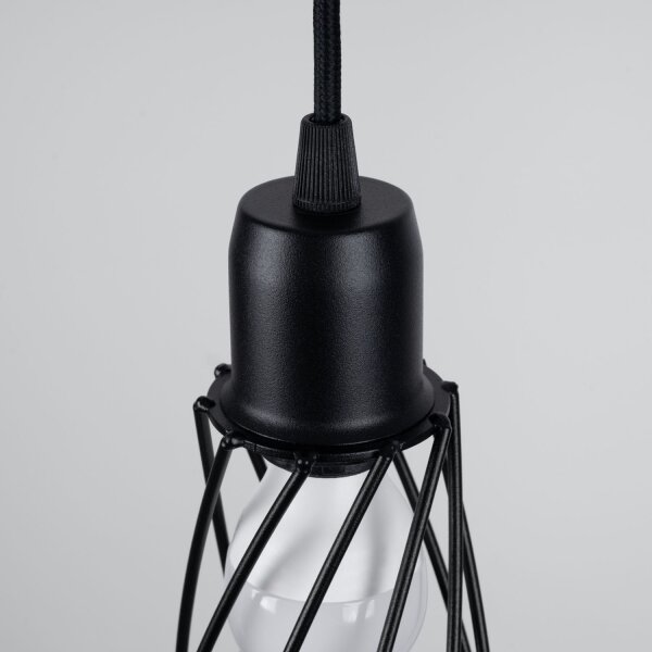 Pendelleuchte Industrie Schwarz Stahl Ø12 cm rund E14
