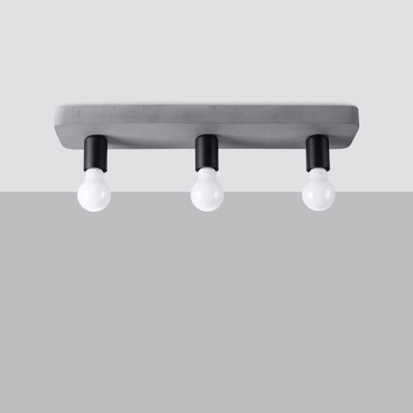 Deckenleuchte Beton Industrie E27 3-flammig L:55 cm