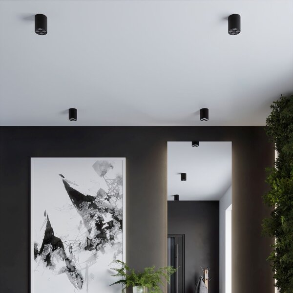 LED Aufbauspot Schwarz Ø7,2 cm 4000 K 887 lm Aufputz