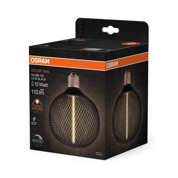 LED Leuchtmittel E27 1800 K 110 lm Schwarz Ø 12,5 cm OSRAM