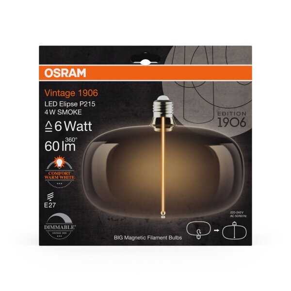 LED Leuchtmittel Glas Ø 21,5 cm E27 1800 K 60 lm OSRAM