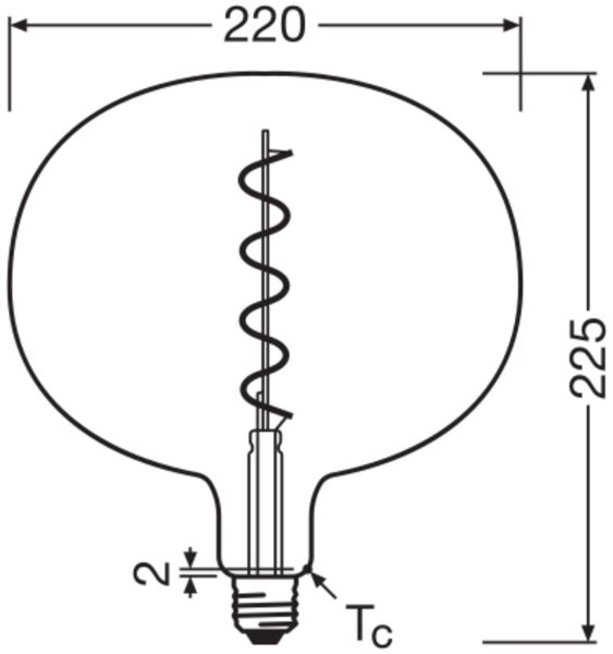 LED Leuchtmittel E27 Ø 22 cm 1800K 100lm Rauchglas OSRAM