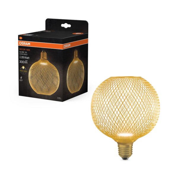 LED Leuchtmittel rund Ø 12,5cm E27 in Gold 2700K 300lm OSRAM
