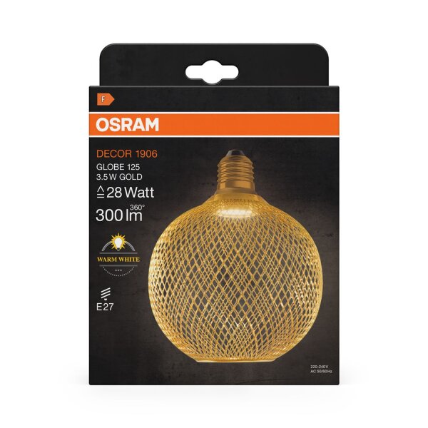 LED Leuchtmittel rund Ø 12,5cm E27 in Gold 2700K 300lm OSRAM