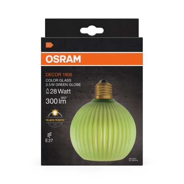 LED Leuchtmittel Deko Ø 12,5cm Grün E27 2700K 300lm OSRAM