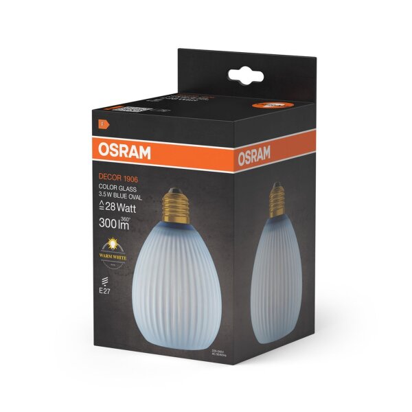 LED Leuchtmittel OSRAM Glas Blau E27 2700 K 300 lm Ø 11 cm