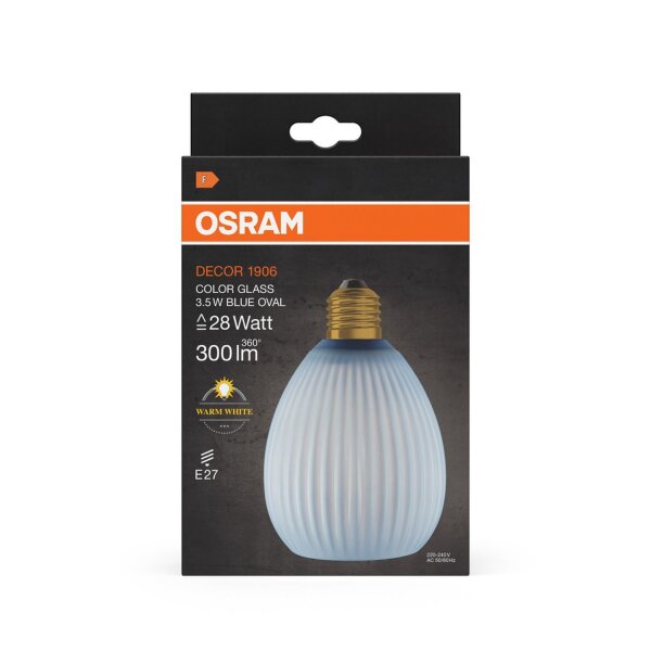 LED Leuchtmittel OSRAM Glas Blau E27 2700 K 300 lm Ø 11 cm
