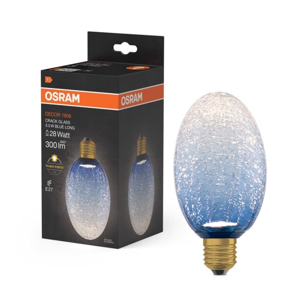 LED Deko Leuchtmittel Glas E27 Blau 2700 K 300 lm OSRAM