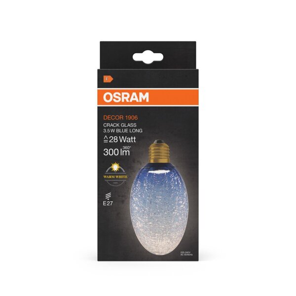 LED Deko Leuchtmittel Glas E27 Blau 2700 K 300 lm OSRAM