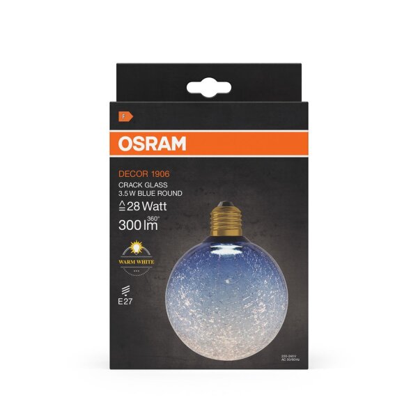 Deko Leuchtmittel LED E27 2700 K 300 lm Glas Blau OSRAM