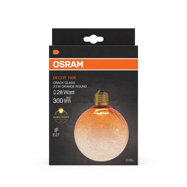 OSRAM LED Leuchtmittel E27 2700 K 300 lm Glas Orange Deko