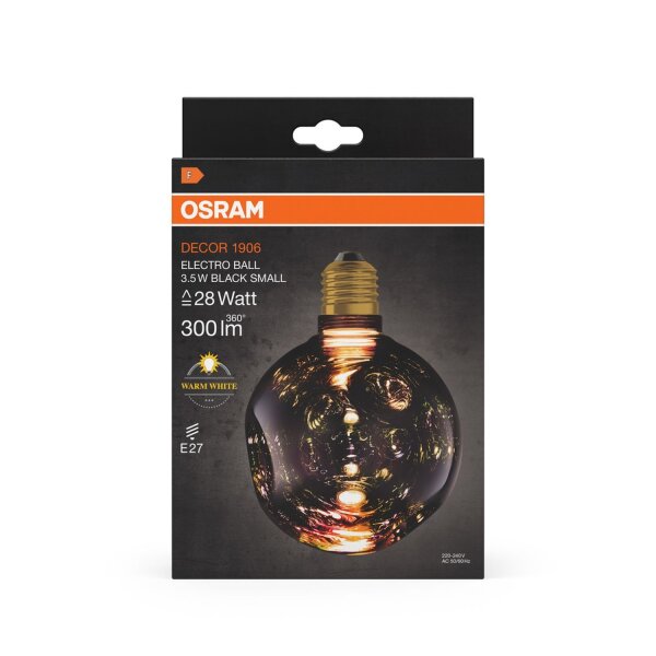 LED Leuchtmittel Glas Schwarz Ø 12,5cm E27 2700K 300lm OSRAM