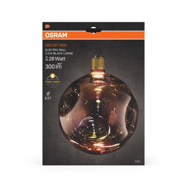 LED Leuchtmittel Glas E27 Schwarz Ø 20 cm 2700 K 300 lm OSRAM