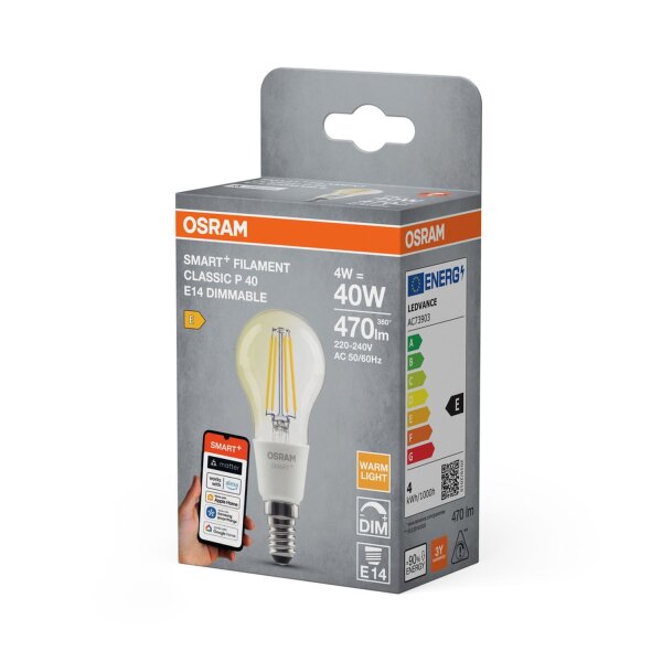 LED Leuchtmittel Glas E14 2700 K 470 lm Smart Dimmbar OSRAM