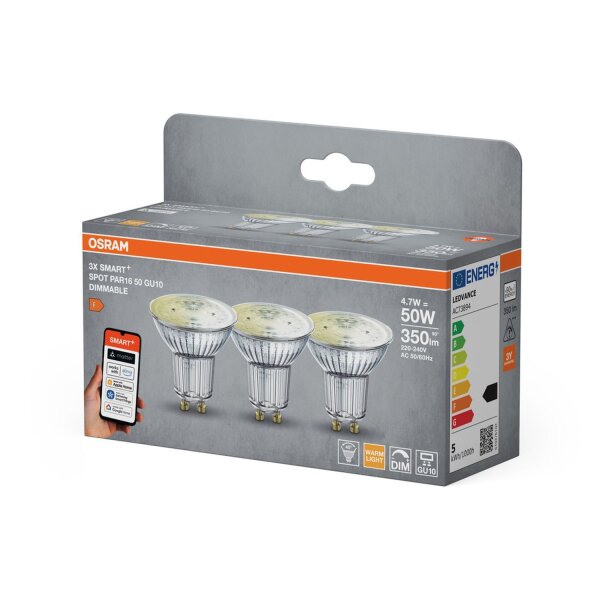 LED Leuchtmittel Smart 3er Set GU10 2700 K 350 lm OSRAM