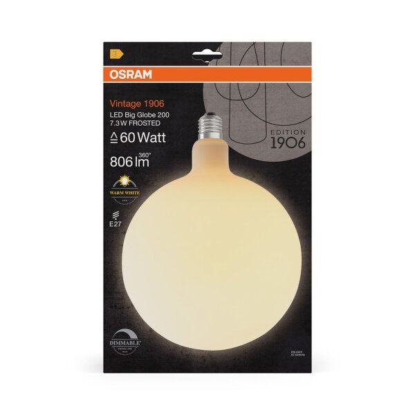 LED Leuchtmittel Globe Ø 20 cm E27 2700 K 806 lm Weiß OSRAM
