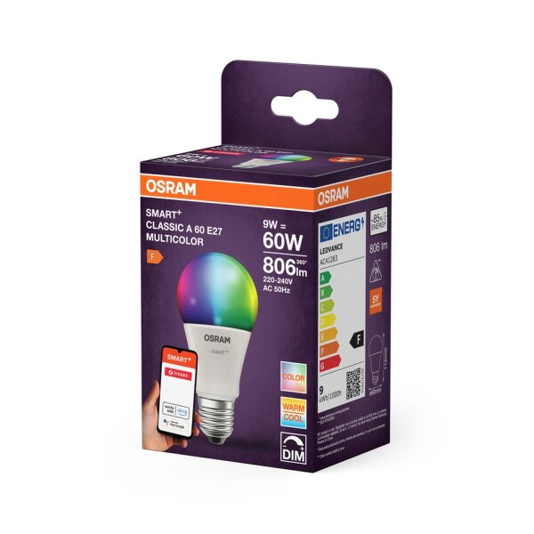 LED Leuchtmittel E27 RGB CCT 806 lm Smart 4er Set OSRAM