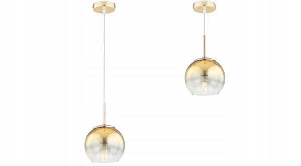 Pendelleuchte Glas Metall Gold E27 Ø15 cm Modern