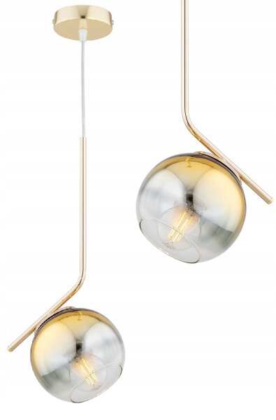 Pendelleuchte Glas Metall Gold E27 Modern wohnlich