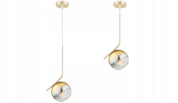 Pendelleuchte Glas Metall Gold E27 Modern wohnlich