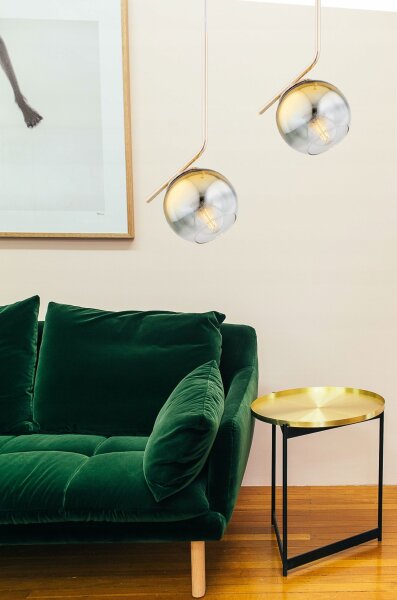Pendelleuchte Glas Metall Gold E27 Modern wohnlich