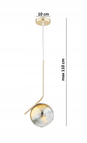 Pendelleuchte Glas Metall Gold E27 Modern wohnlich