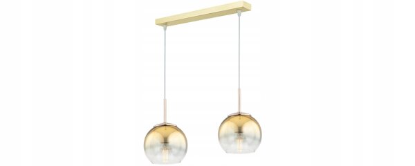 Pendelleuchte 2-flammig Glas Metall Gold E27 L:40 cm