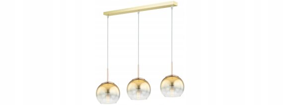 Pendelleuchte 3-flammig Metall Glas Gold E27 L:60 cm