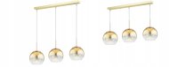 Pendelleuchte 3-flammig Metall Glas Gold E27 L:60 cm